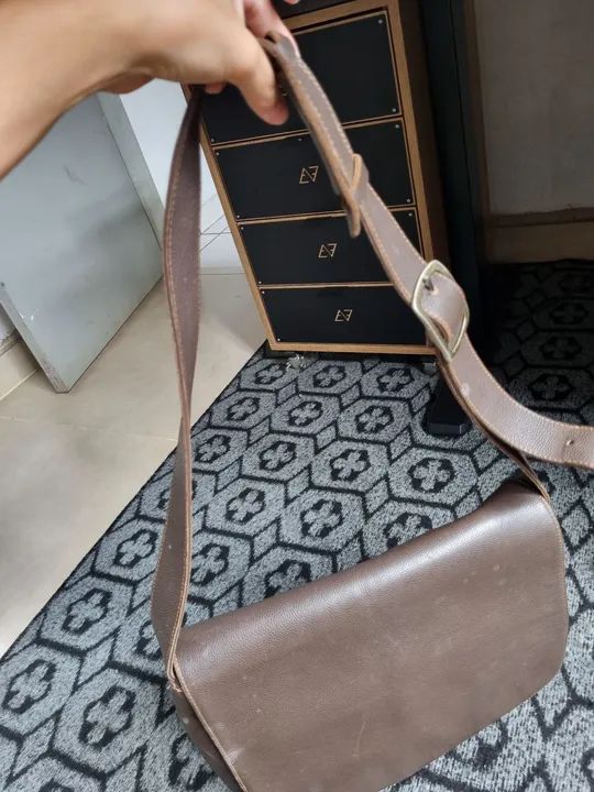 Bolsa de Ombro Marrom em Couro