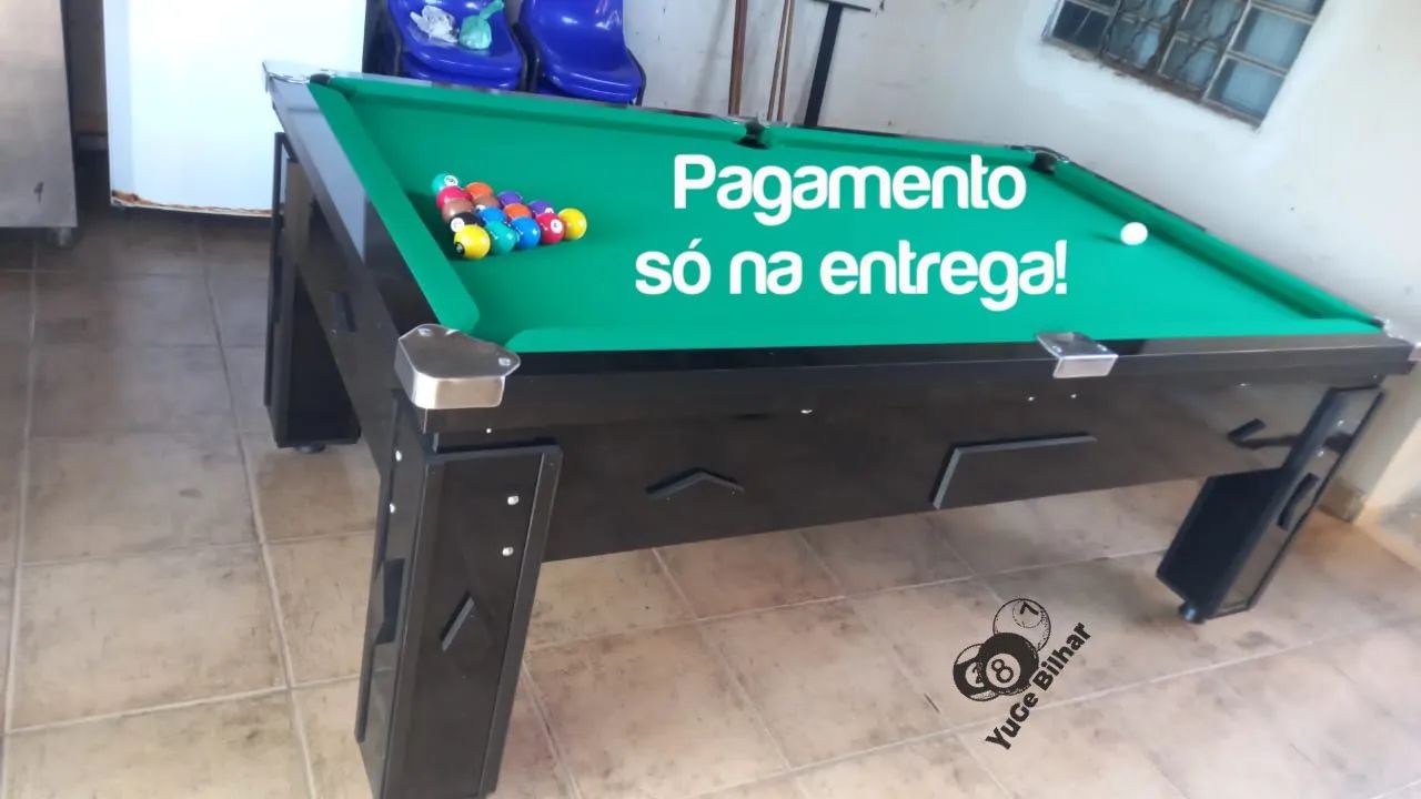 Mesa de sinuca residencial campo de pedra ardósia pagamento só na entrega 