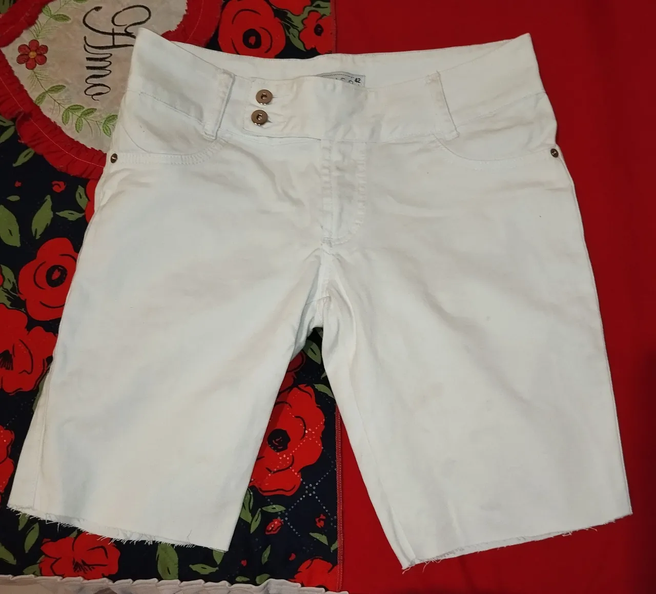 Shorts Branco Jeans Feminino