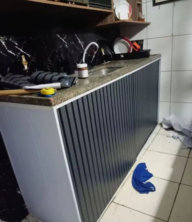 Papel de Parede Imitação Mármore Cinza - Foto 2