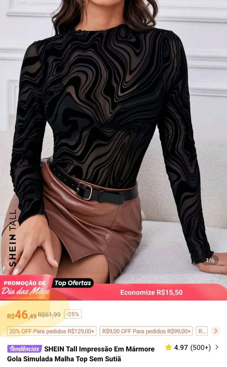 Blusa Transparente com Estampa - Foto 3