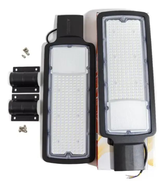 2 Luminárias Publica LED 150W Para Poste SMD Slim Com Relê Fotocélula Embutido IP67 Branco - Foto 2