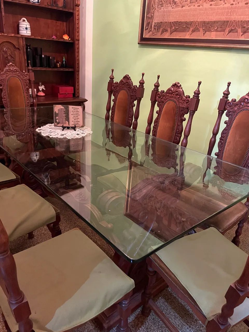 Glass Table with Solid Wood Legs64739708054275121