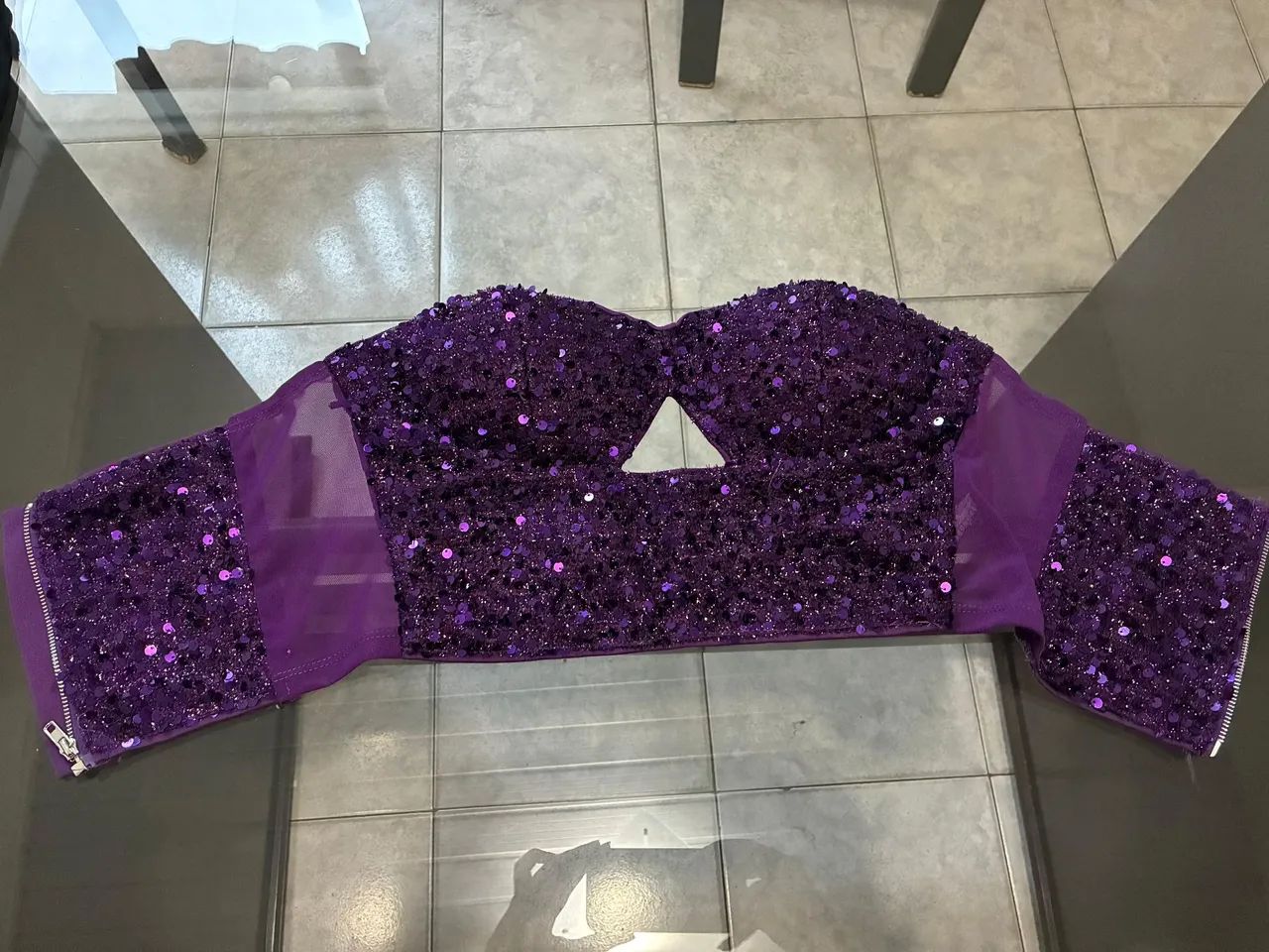 Cropped roxo de paetês - Foto 2