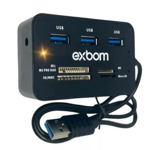 Multportas Hub USB 2.0  Com Leitor De Cartões  7 em 1 