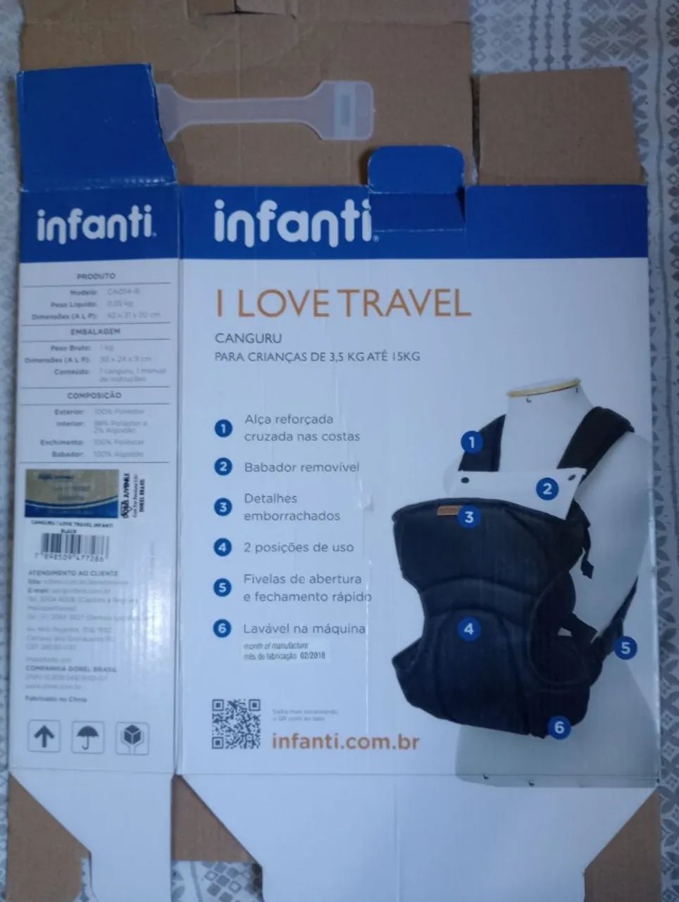 Canguru I Love Travel Infanti - Preto - Seminovo - Foto 2