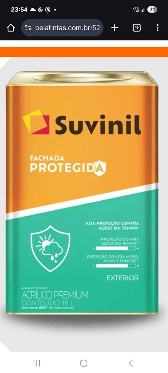 Tinta Acrílica Premium Suvinil Fachada Protegida 18L