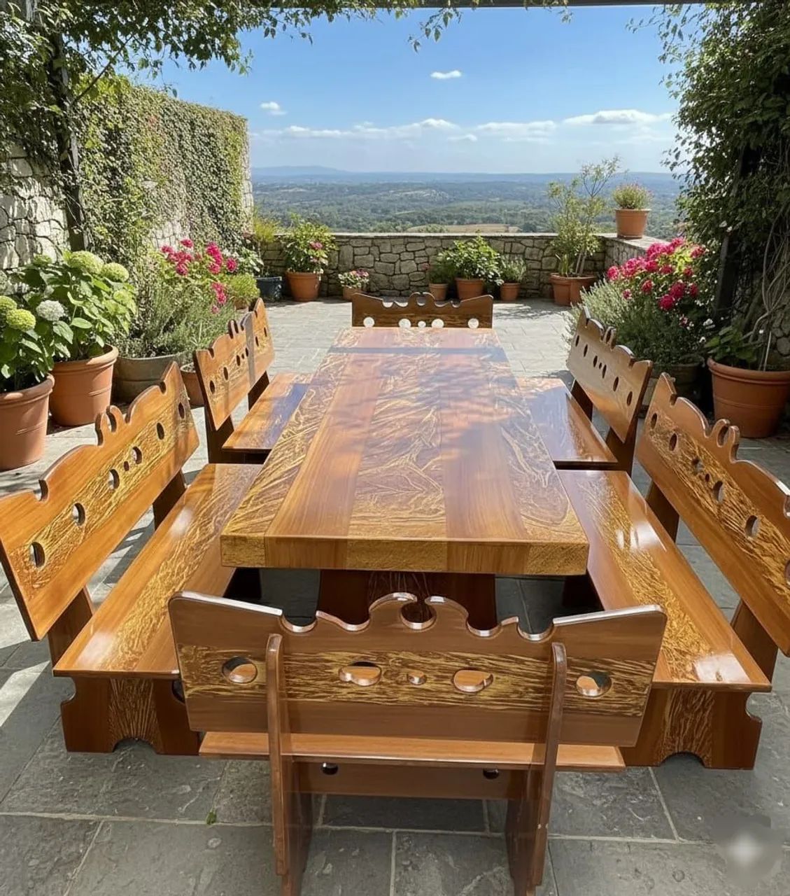 Mesa pedra de ardósia pintada e envernizada  - Foto 4