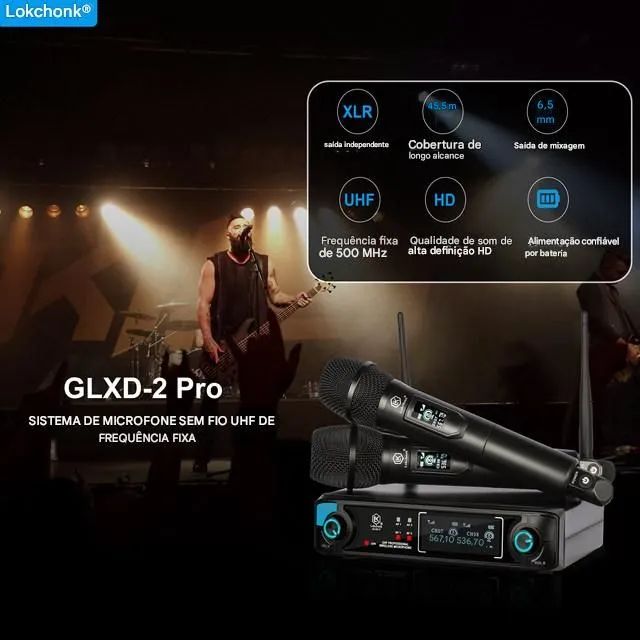 Sistema de Microfone Sem Fio GLXD-2 Pro UHF - Duplo Canal - Foto 2