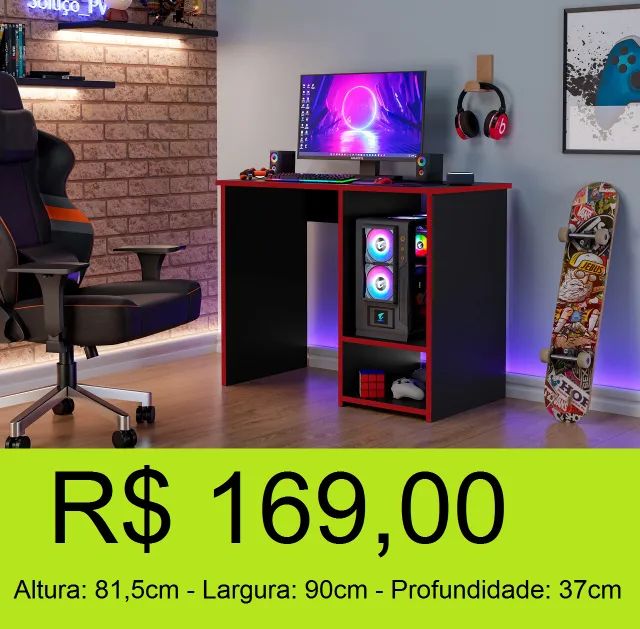 Mesa gamer - prateleiras funcionais - Foto 2