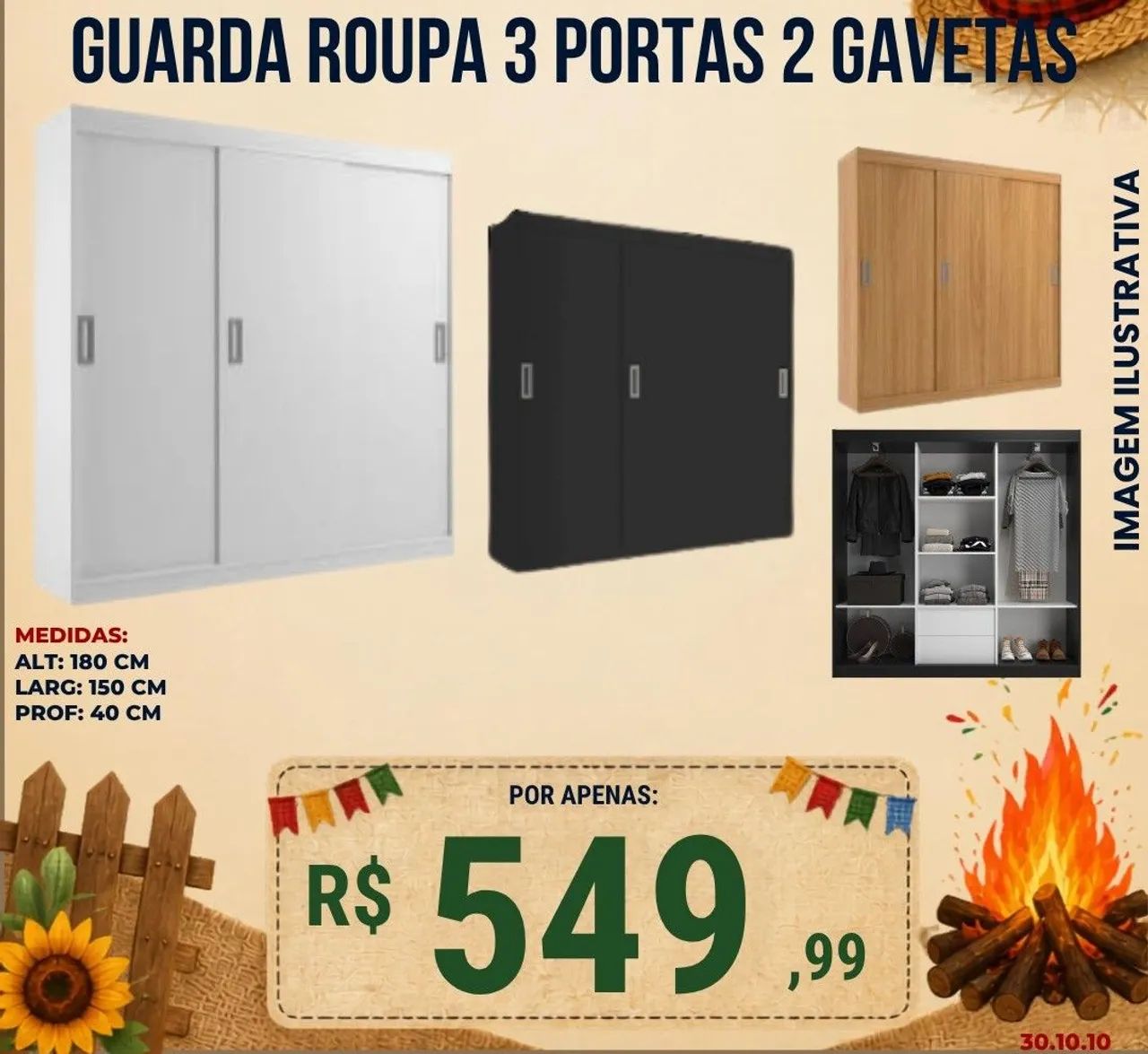 Guarda roupa Lisboa 3 portas 