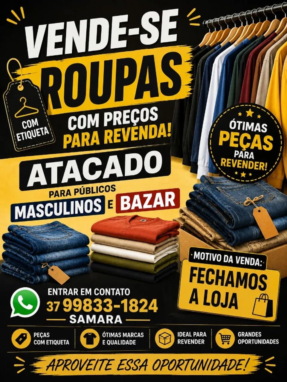 Roupas novas com etiqueta venda atacado 