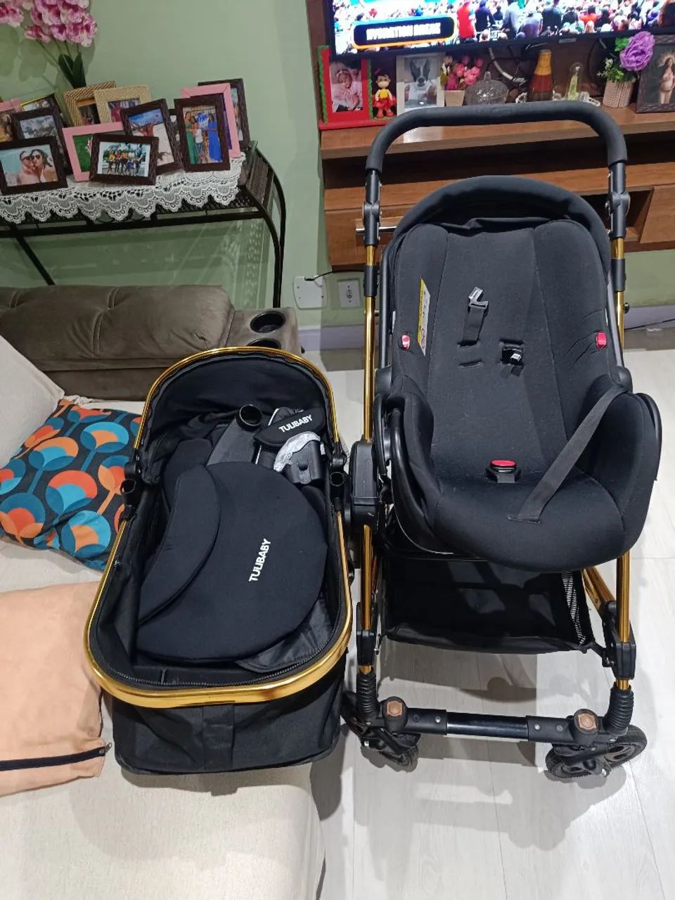 Carrinho de bebê com bebê conforto! - Foto 5