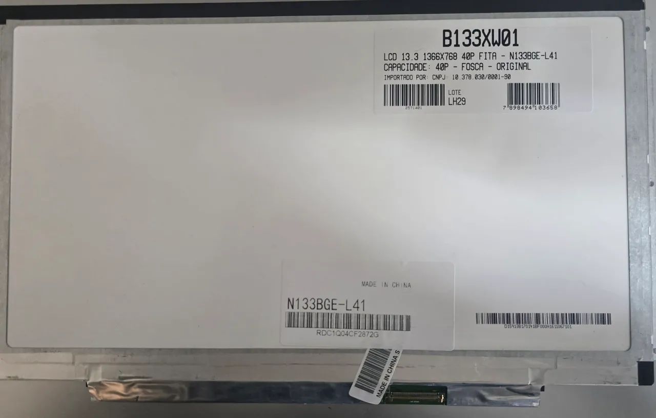 Tela notebook 13.3 40 pinos