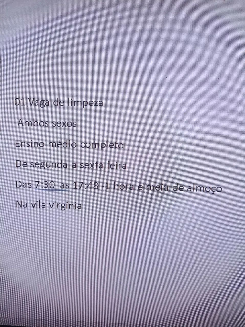 Vaga limpeza 