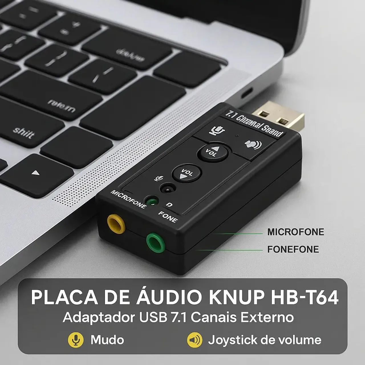 Placa usb de audio para Pc e celular - Audio e Microfone  (Loja Fisica) - Foto 5