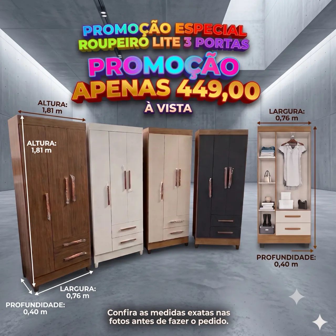 ROUPEIRO LITE 3 PORTAS PROMOÇÃO 9