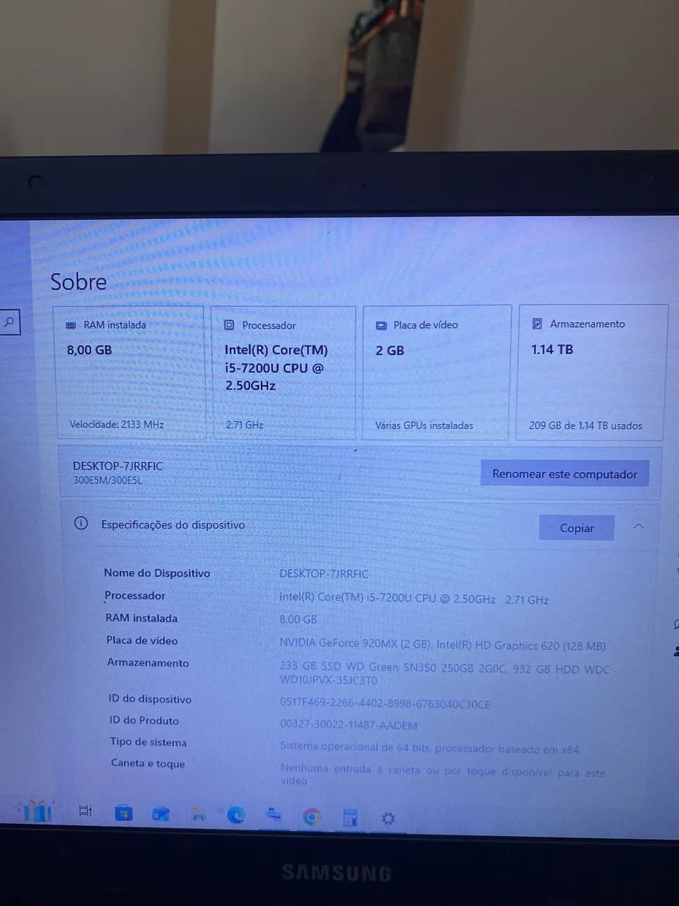 NOTEBOOK SAMSUNG EXPERT com SSD 250gb + 8gb RAM + 2gb placa de vídeo NVIDIA GEFORCE