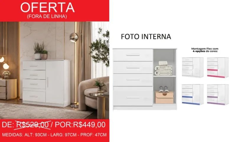 Cômoda com montagem flex - super oferta e frete gratuito!