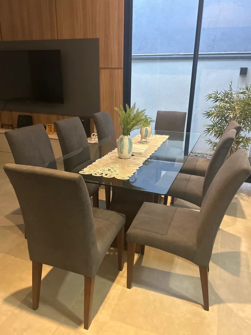 Mesa Vidro 8 Cadeiras 