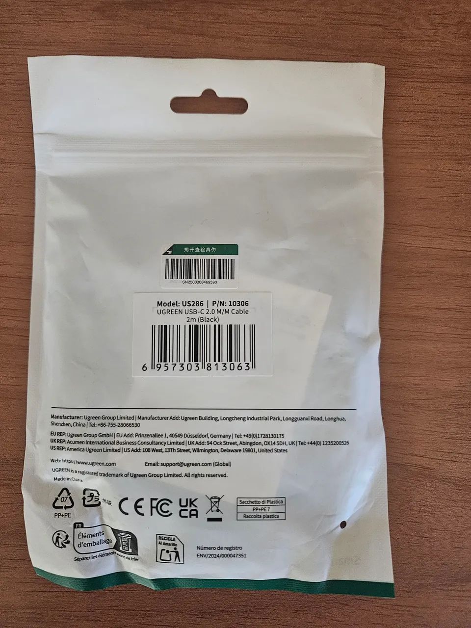Cabo USB-C para USB-C UGREEN 2m - Foto 2