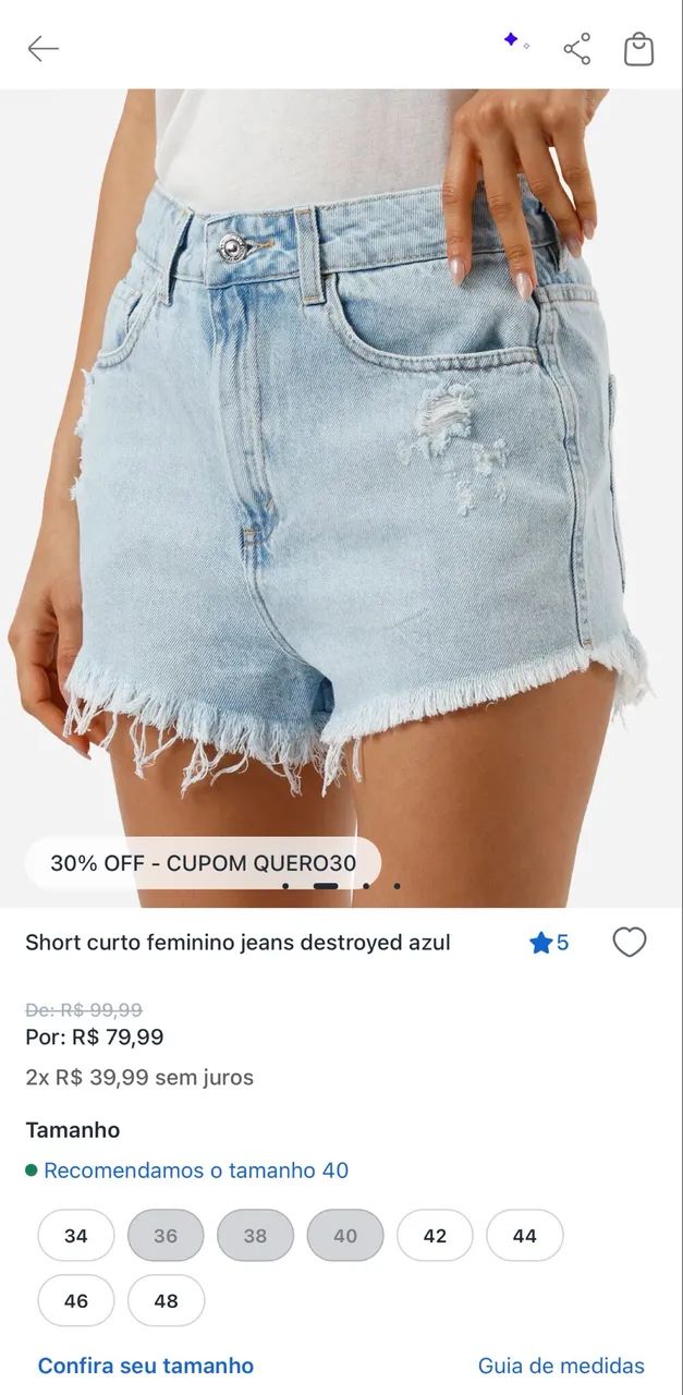 short jeans feminino c&a destroyed 44 - Foto 2