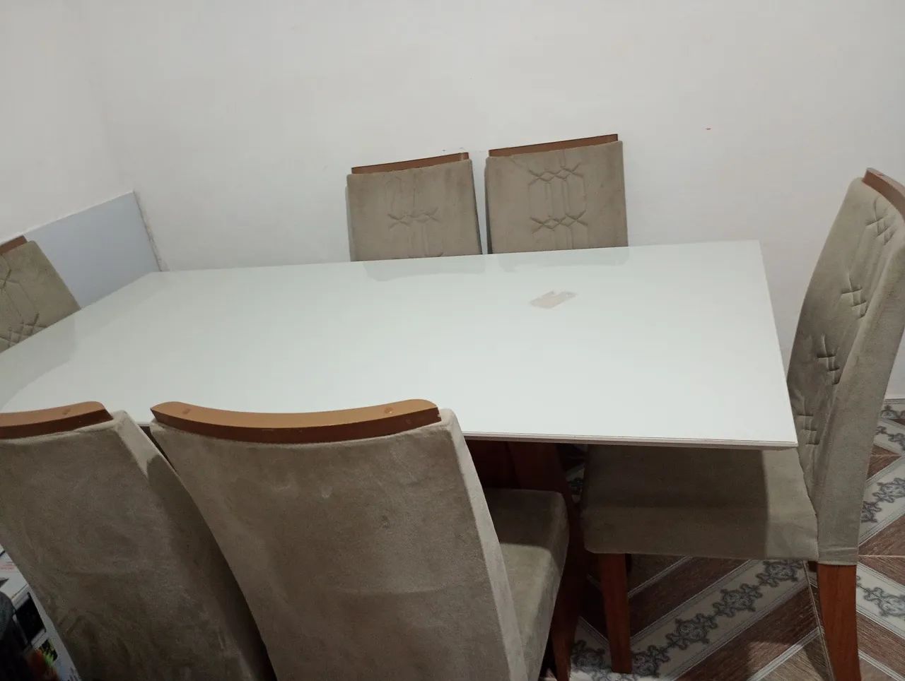 Mesa nova 6 lugares tampo de vidro 