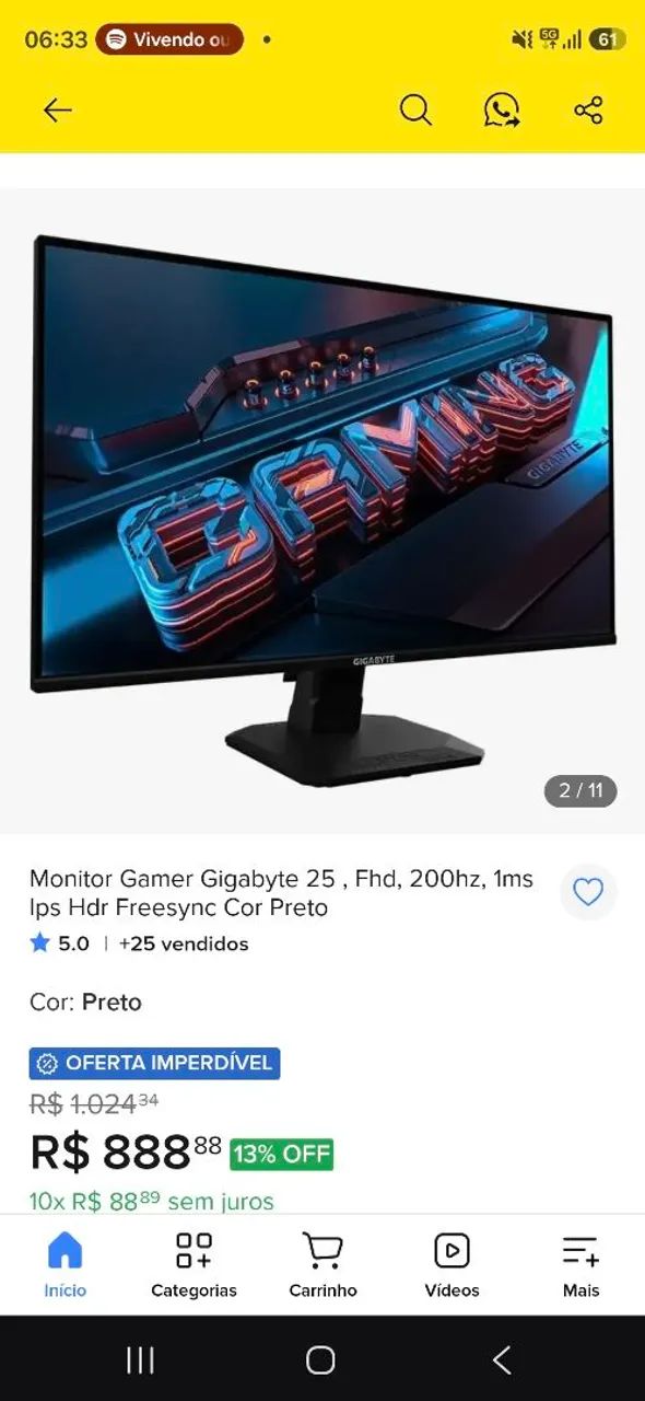 Monitor gigabyte 25 200hz  - Foto 2