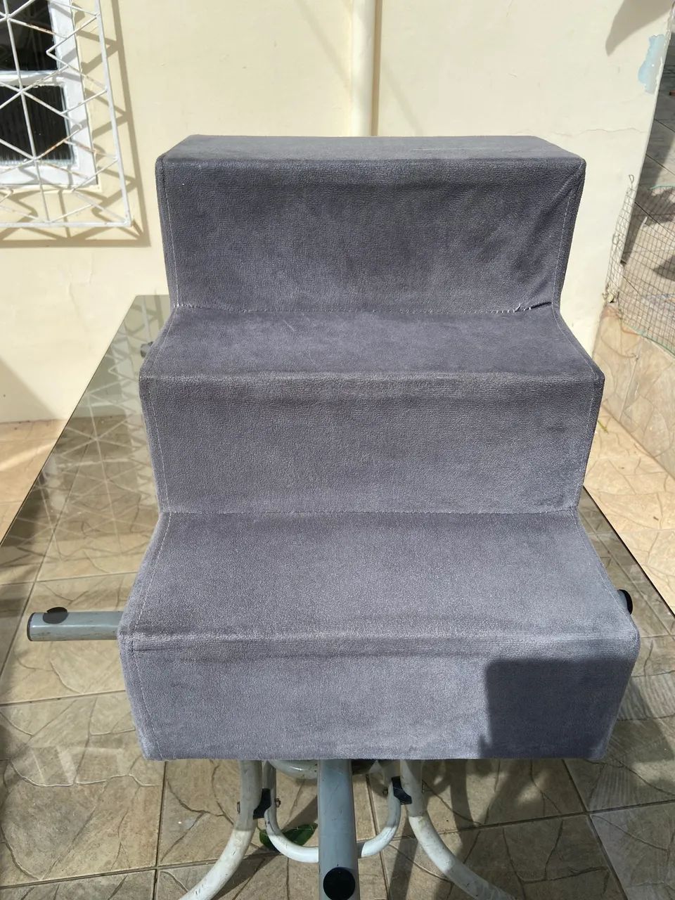 Escada pet 3 degraus cinza