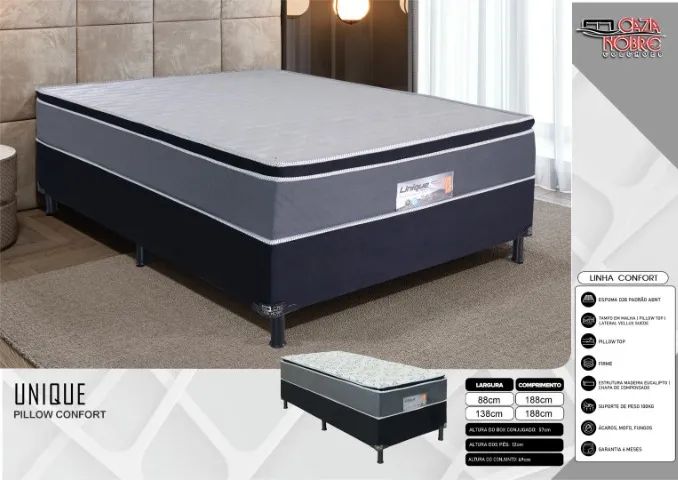 Cama Box Casal Conjugada Espuma D28 Unique  - Foto 2