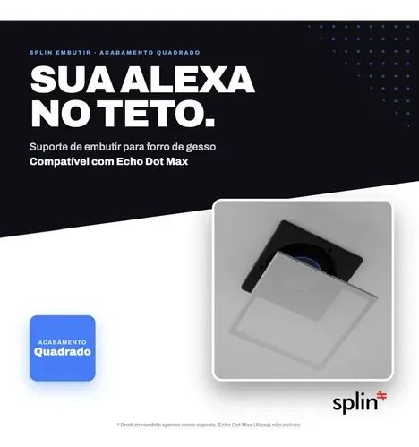 Suporte Teto Embutir Amazon Echo Dot Max Pro Light Quadrado Branco - Foto 3