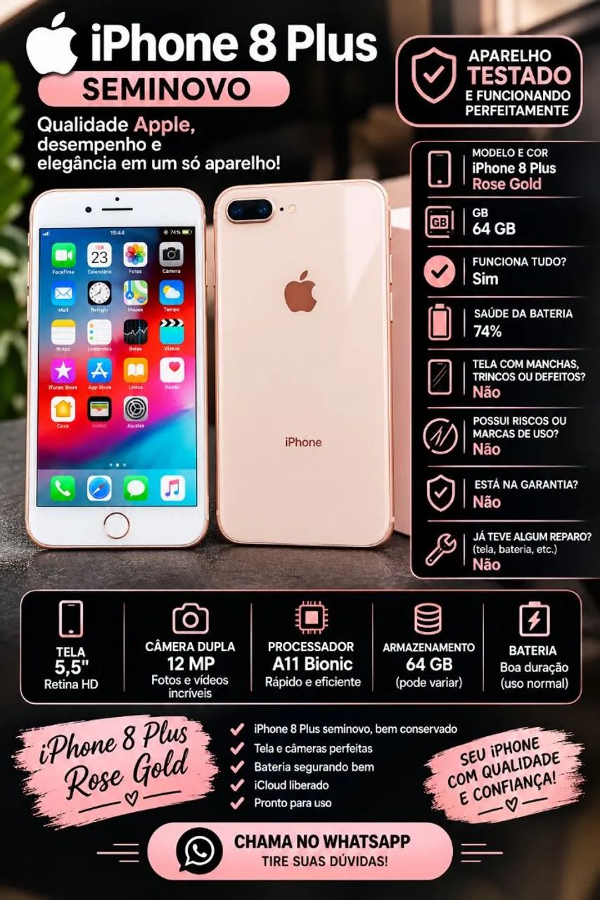 CELULAR IPHONE 8 PLUS TODO ORIGINAL GOLD