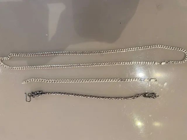 Corrente e pulseira prata 