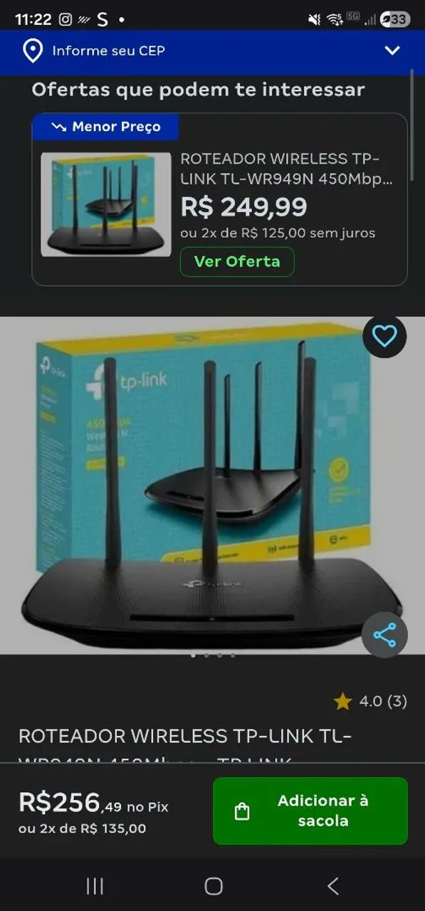 Roteador wireless 3 antenas
