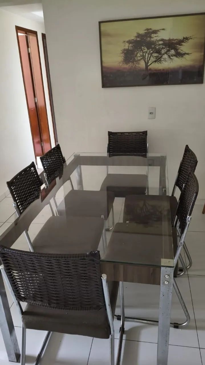 Mesa de Jantar 06 cadeiras ( Tampo de Vidro)  - Foto 2