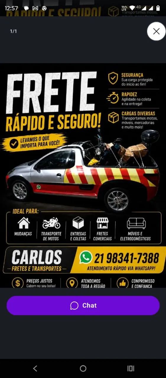 Fretes pickup leve zona norte e regiões 