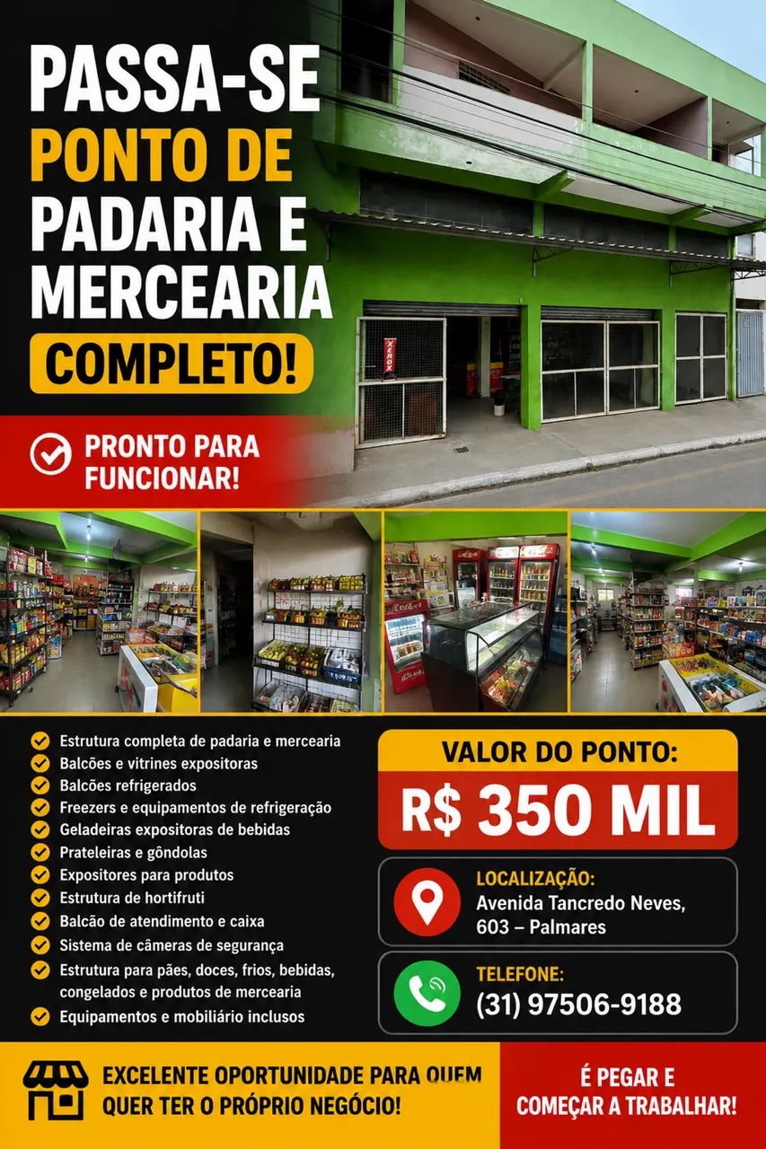 OPORTUNIDADE DE NEGÓCIO - PADARIA E MERCEARIA COMPLETA