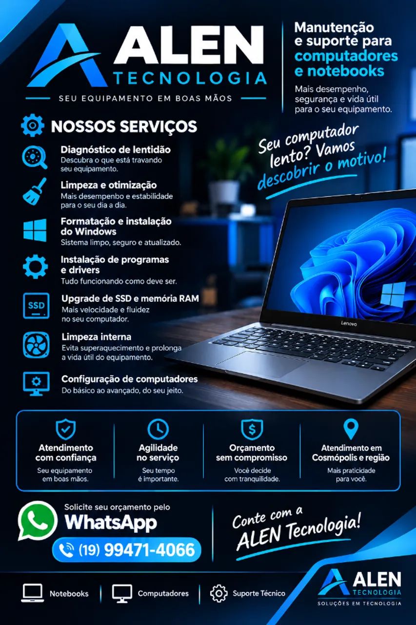 Manutenção, formatação e limpeza de computadores e notebooks 
