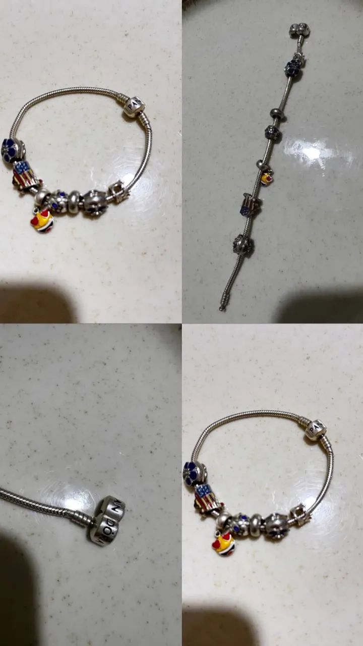 Pulseira Pandora em Prata + 5 Berlocks - Foto 2