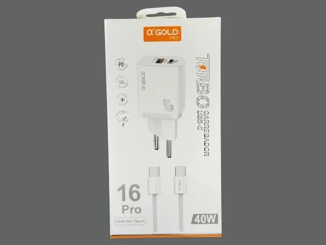 Carregador Rápido 40W A'Gold p/ iPhone e Android - Novo 