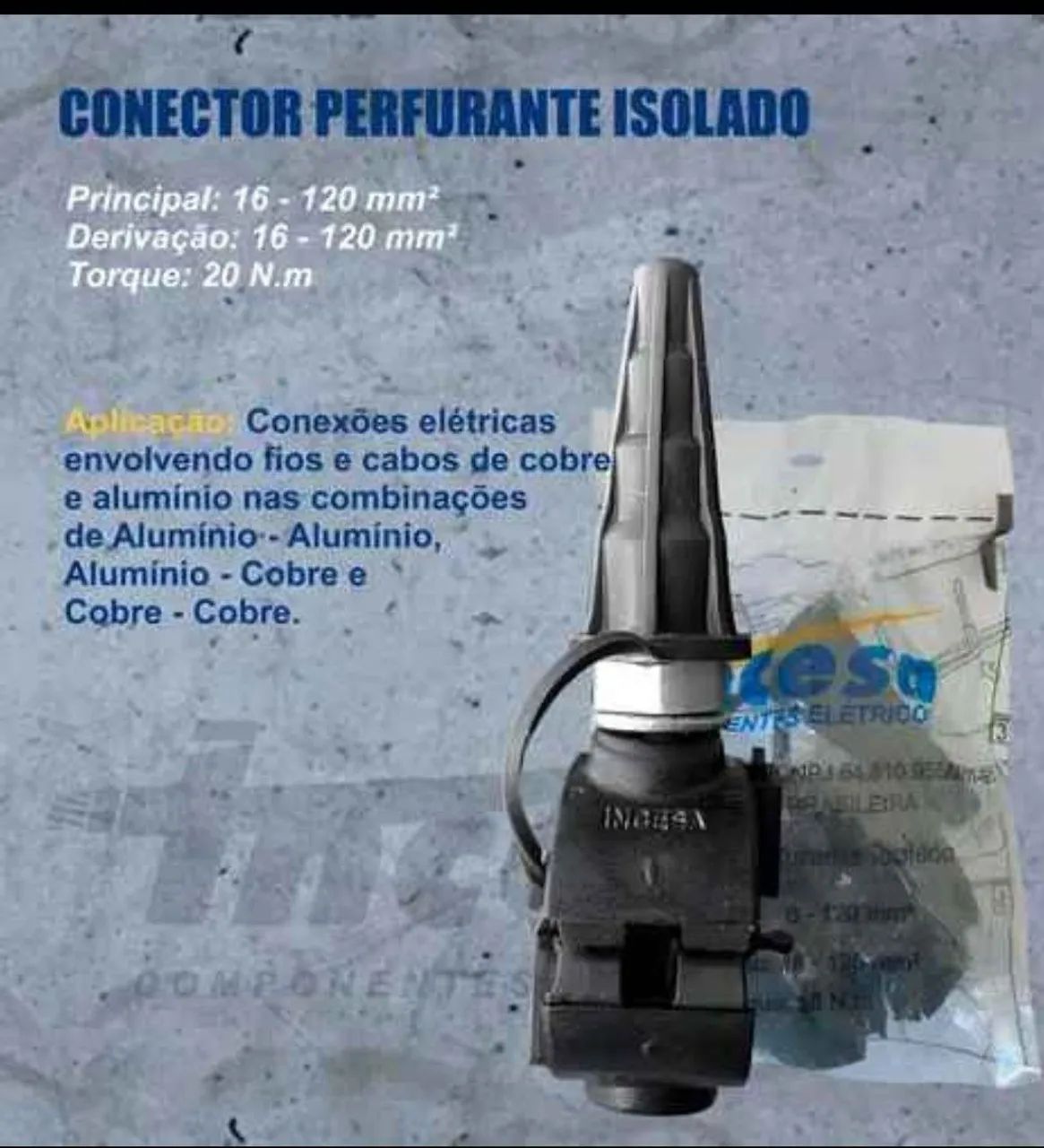 Conector perfurante isolado 120mm da Incesa