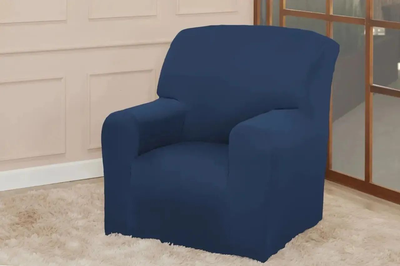 Capa de Sofá 1 Lugar Azul com Elástico 