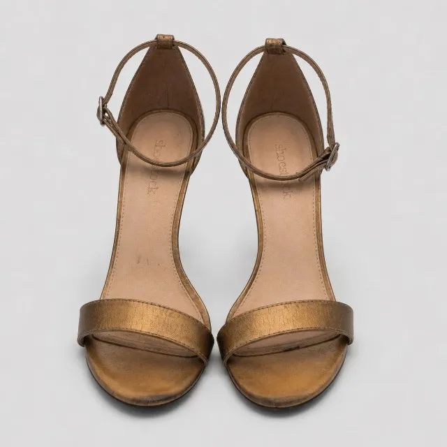 Sandália Shoestock bronze dourado metalizado - Foto 3