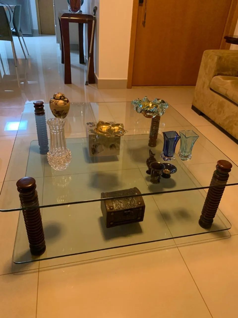 Mesa de centro de vidro quadrada 1x1m - Foto 3