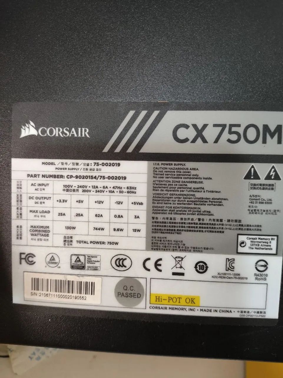 Fonte Corsair cx750M semi modular (defeito) - Foto 4
