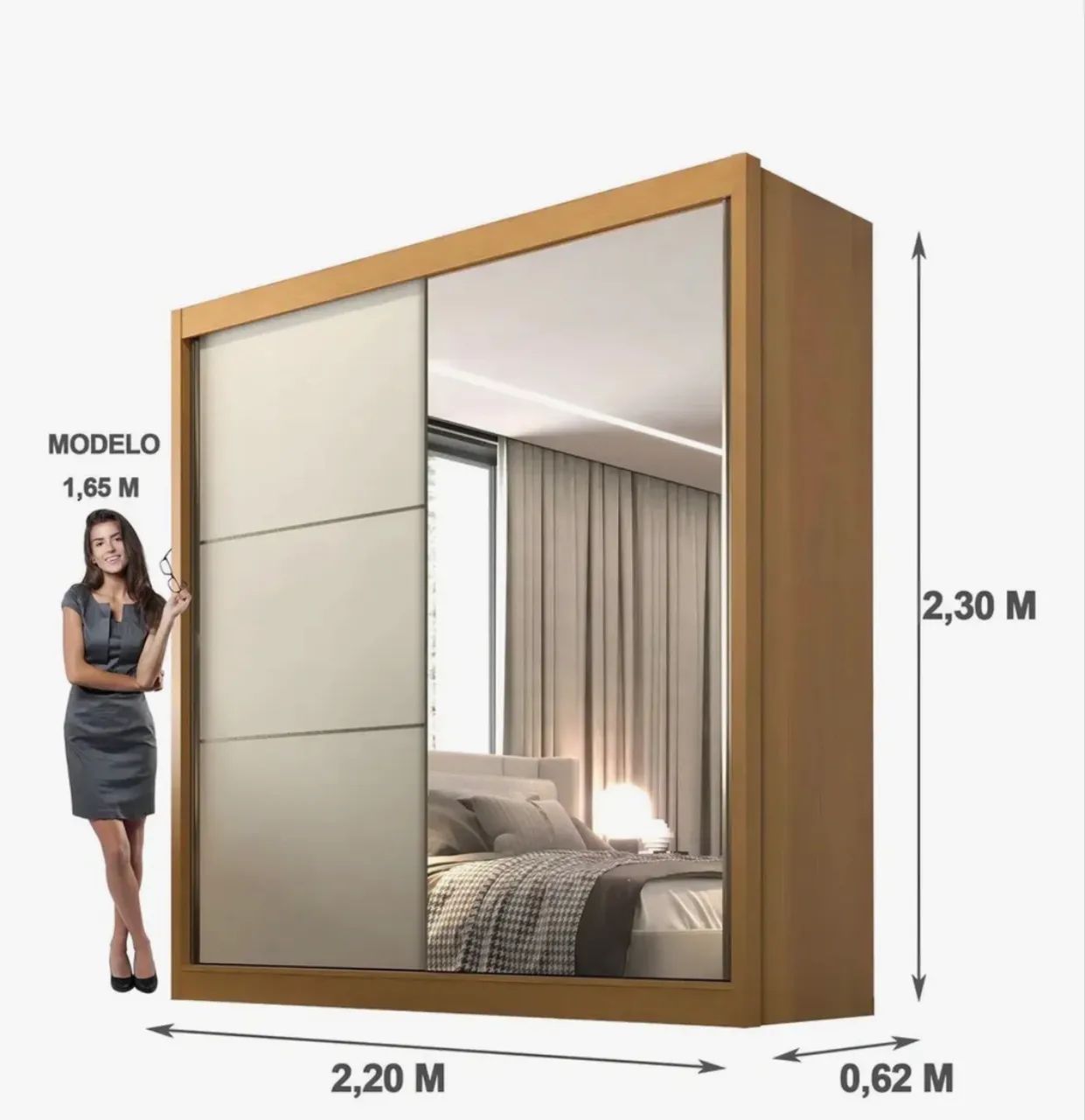 Guarda roupa casal 2 portas e 6 gavetas  - Foto 3