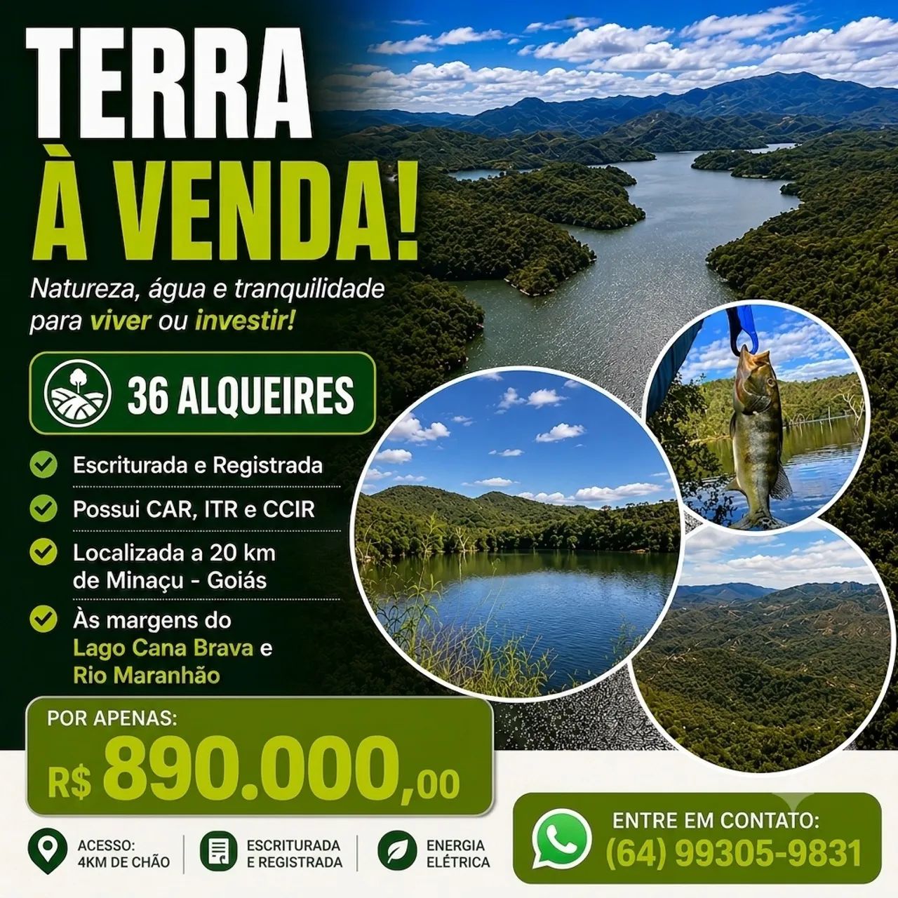 Fazenda/Terra - Área de 36 alqueires Escriturada