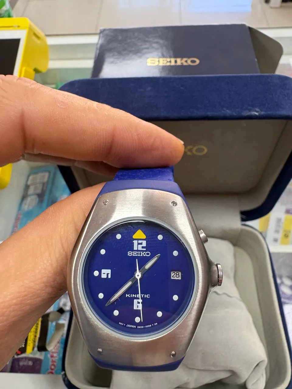 Seiko kinetic azul com cx anos 70 zerado - Foto 2