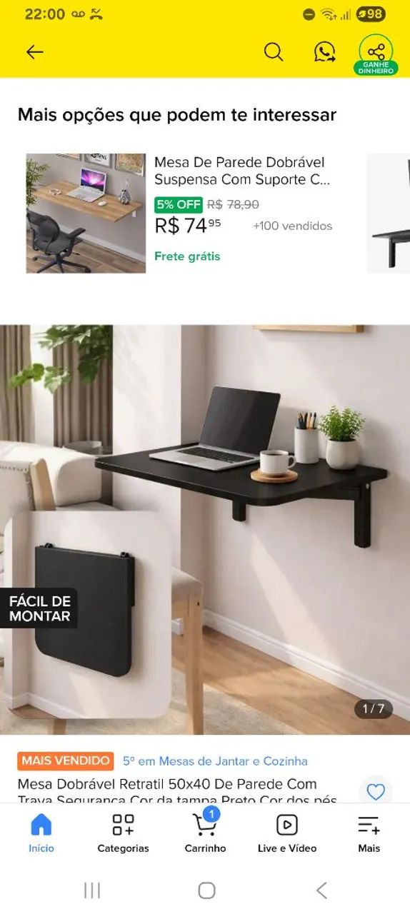 Mesa de parede dobrável  - Foto 2