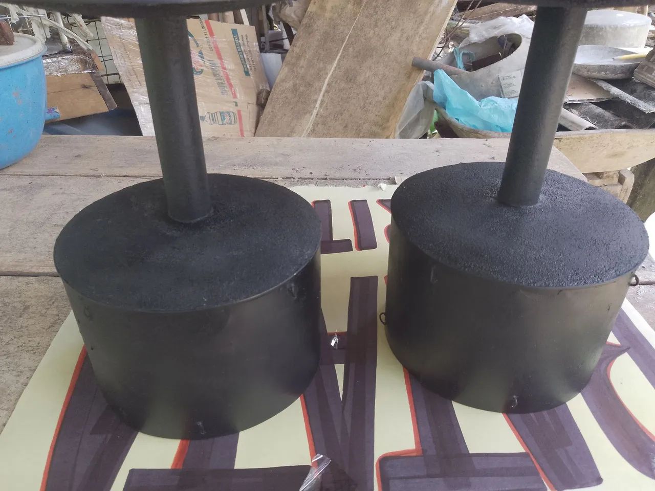 Halteres caseiros de latas fixo 13,4kg cada  - Foto 4